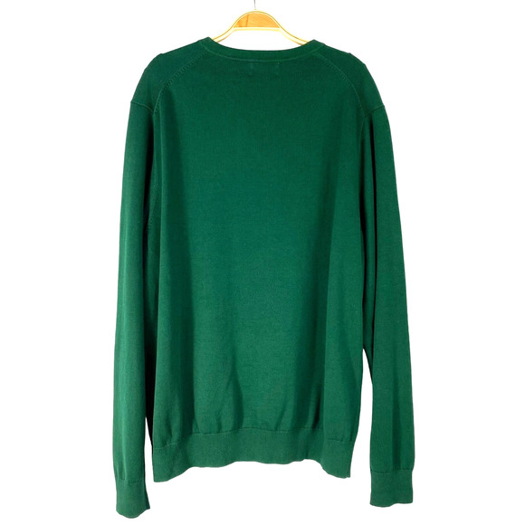 Lands End Supima Cotton Grandpa Sweater Men Size XLT Hunter Green Dad V-neck - Picture 2 of 10